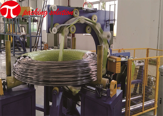 HMI Operation Woven Tape Carbon Steel Wire Coil Stretch Wrapping Machine​ 800mm Width
