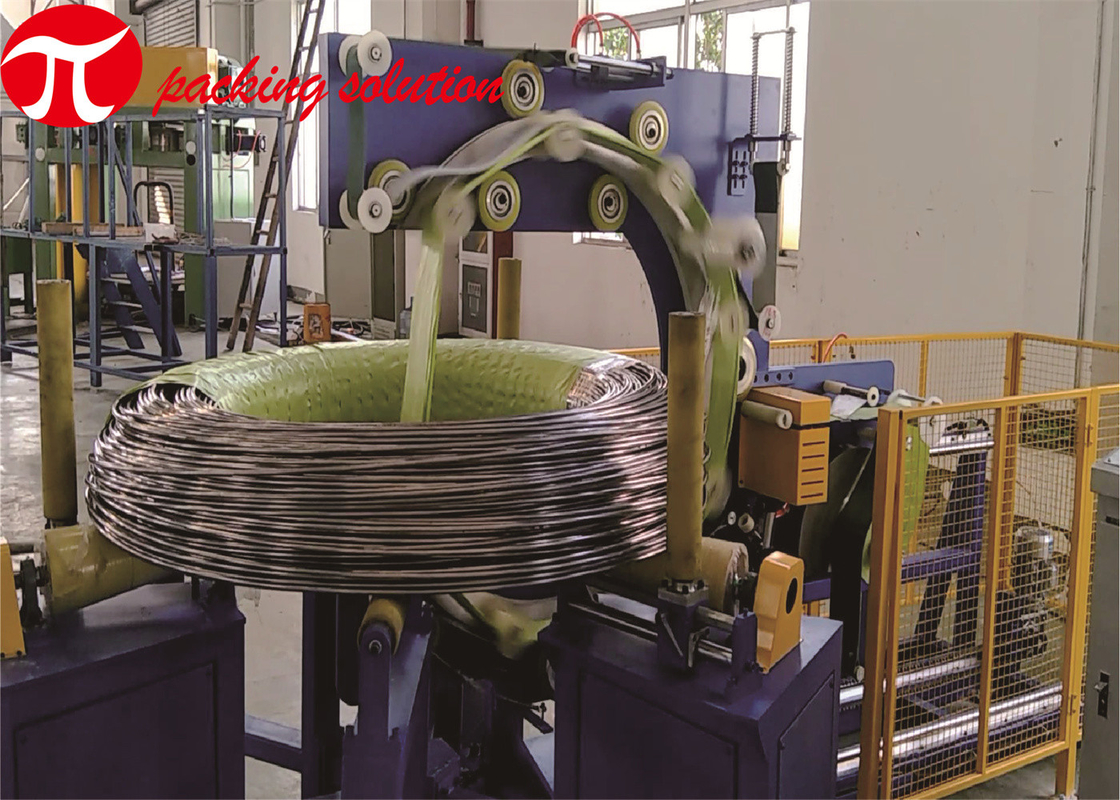 HMI Operation Woven Tape Carbon Steel Wire Coil Stretch Wrapping Machine​ 800mm Width