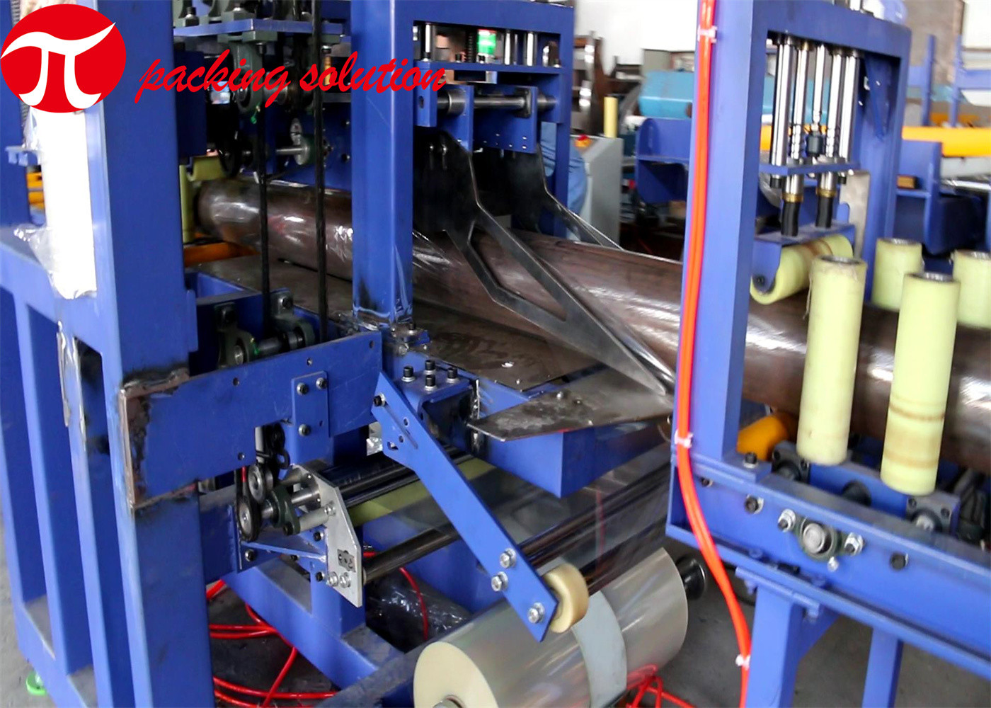 Customized Automatic Steel Tube Packing Machine 300-700mm Diameter With Storage Station